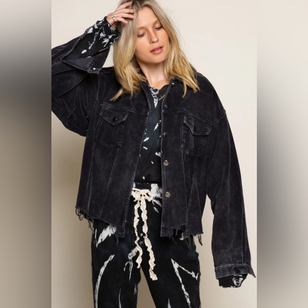 POL Distressed Corduroy Jacket